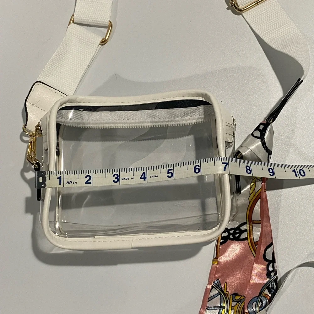 Transparent Crossbody Bag with Scarf Accent